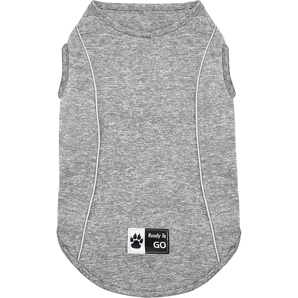 image:imageKYEESE Reflective Dog Shirt Lightweight Sun Protection Dog T Shirts for Small Dogs Boy Breathable Sleeveless Pet Tank Top High Visibility Summer Dogs Clothes for Night Walking Outdoor Blue M2Grey