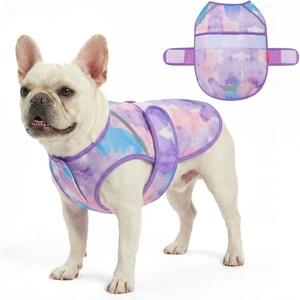 image:imageKYEESE Dog Cooling Vest Lightweight Dog Cooler Jacket 3D Breathable Mesh Pet Cooling Shirts for Summer with Reflective Stripe Sun Protection Pet T Shirt for Beach Hiking Walking Blue LPurple