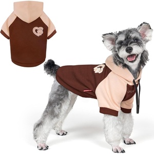 image:imageKYEESE Dog Hoodie Stretchy Dog Clothes for Small Dogs Soft Pet Sweatshirt with Drawstring Dogs Winter Coat for Cold Weather Cat Coat with Leash Hole Comfort Cat Sweater Warm Pet Clothes2Brown