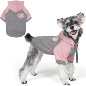 image:imageKYEESE Dog Hoodie Stretchy Dog Clothes for Small Dogs Soft Pet Sweatshirt with Drawstring Dogs Winter Coat for Cold Weather Cat Coat with Leash Hole Comfort Cat Sweater Warm Pet Clothes1Grey Pink