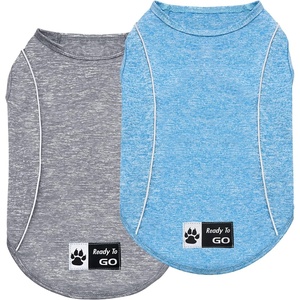 image:imageKYEESE Reflective Dog Shirt Lightweight Sun Protection Dog T Shirts for Small Dogs Boy Breathable Sleeveless Pet Tank Top High Visibility Summer Dogs Clothes for Night Walking Outdoor Blue M6 2Pack GreyBlue
