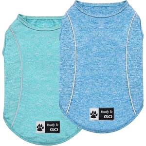 image:imageKYEESE Reflective Dog Shirt Lightweight Sun Protection Dog T Shirts for Small Dogs Boy Breathable Sleeveless Pet Tank Top High Visibility Summer Dogs Clothes for Night Walking Outdoor Blue M7 2Pack Lake BlueBlue
