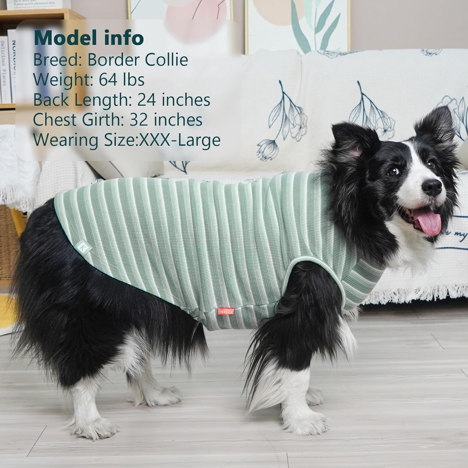 image:imageKYEESE 2Pack Waffle Dog Shirts Lightweight Sleeveless Dog T Shirts for Small Dogs Girl Breathable Pet Vest Comfort Tank Top Soft Dogs Clothes for Daily Wear PinkStriped M01 2PackGreenStriped