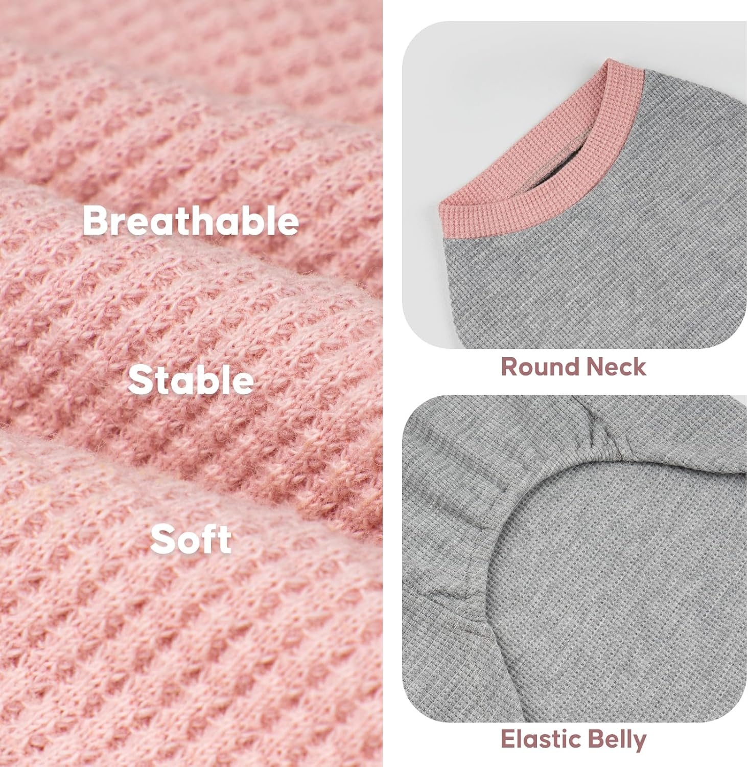 image:imageKYEESE 2Pack Waffle Dog Shirts Lightweight Sleeveless Dog T Shirts for Small Dogs Girl Breathable Pet Vest Comfort Tank Top Soft Dogs Clothes for Daily Wear PinkStriped M08 2PackGreenGrey