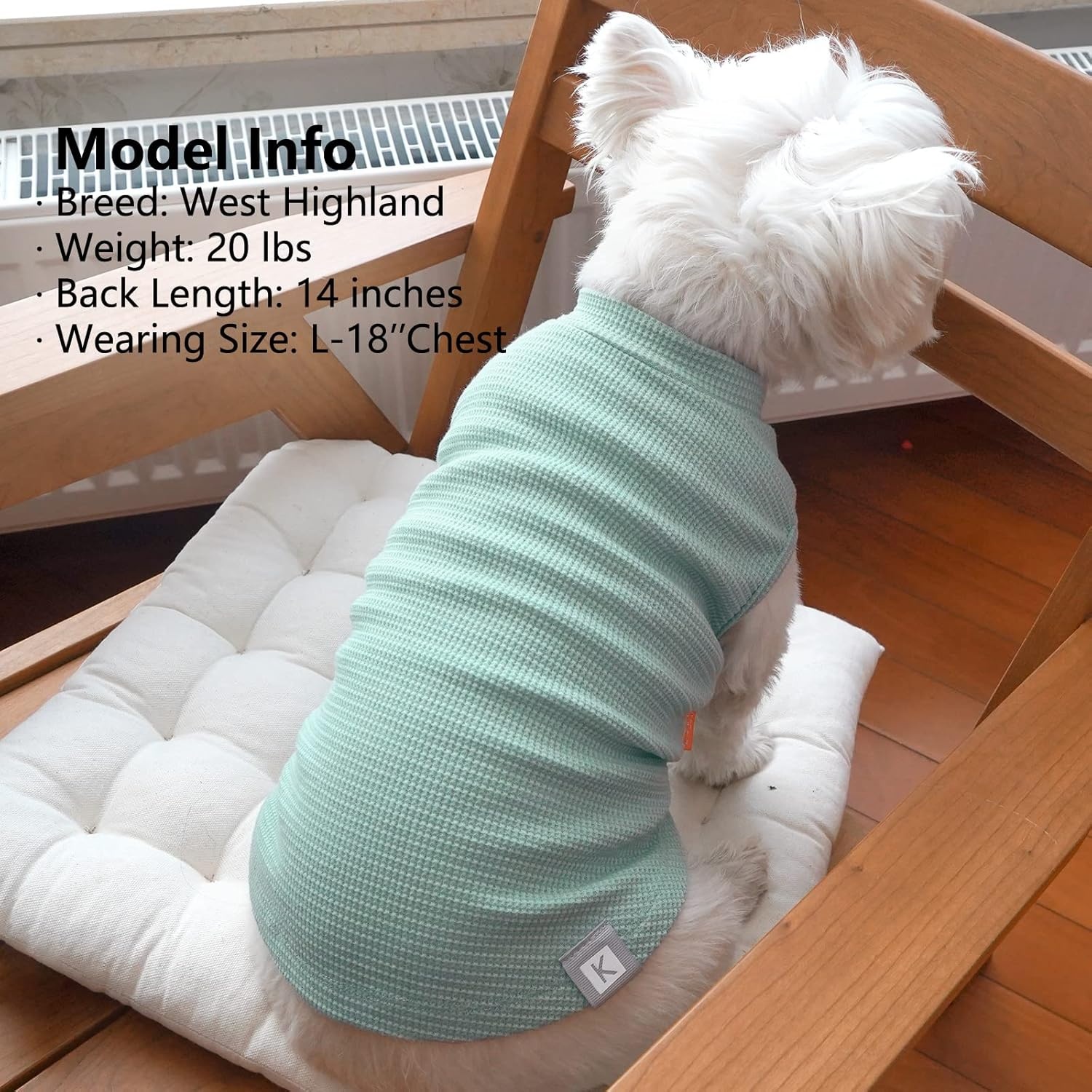 image:imageKYEESE 2Pack Waffle Dog Shirts Lightweight Sleeveless Dog T Shirts for Small Dogs Girl Breathable Pet Vest Comfort Tank Top Soft Dogs Clothes for Daily Wear PinkStriped M06 2PackGreenGrey