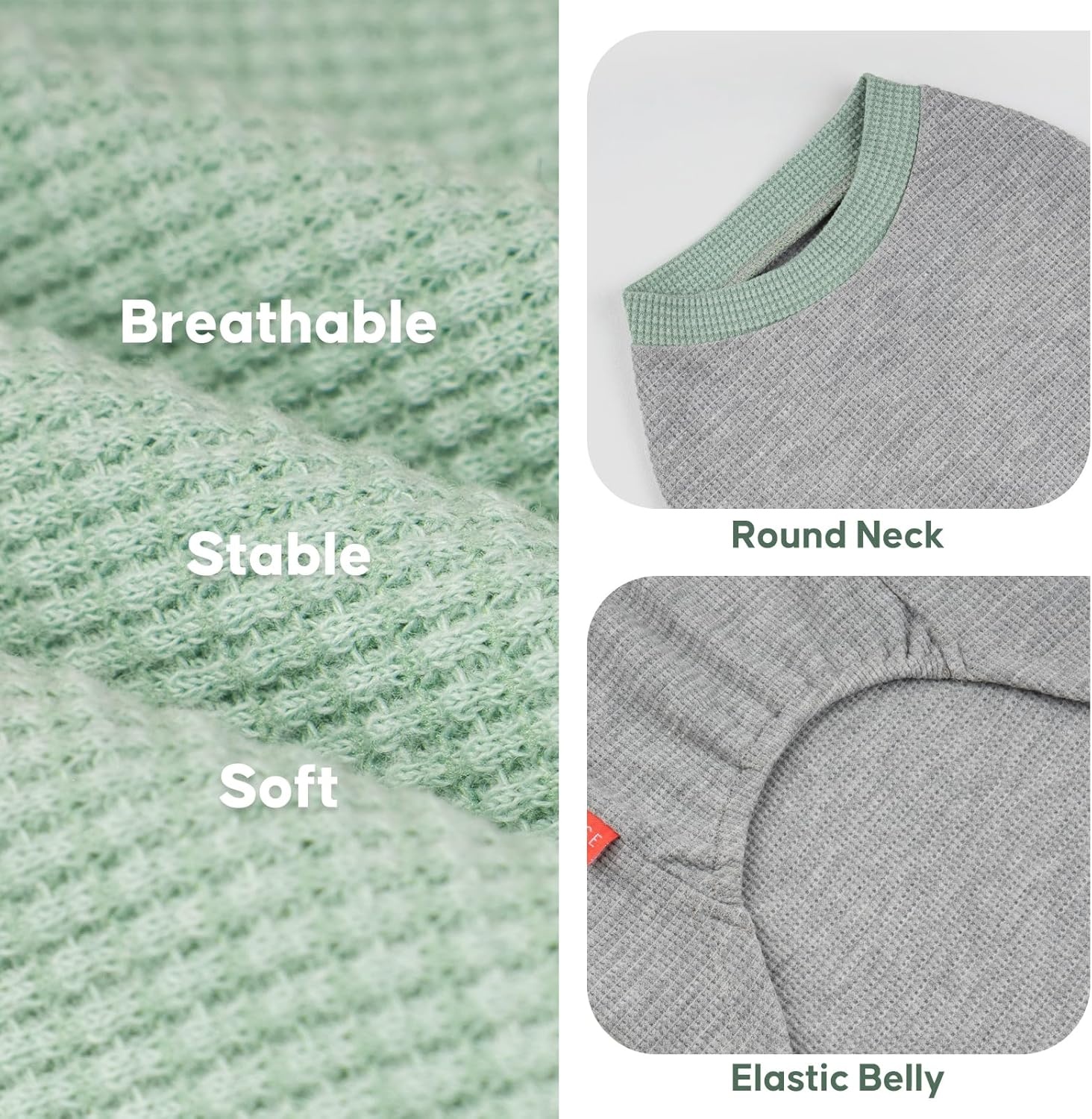 image:imageKYEESE 2Pack Waffle Dog Shirts Lightweight Sleeveless Dog T Shirts for Small Dogs Girl Breathable Pet Vest Comfort Tank Top Soft Dogs Clothes for Daily Wear PinkStriped M06 2PackGreenGrey