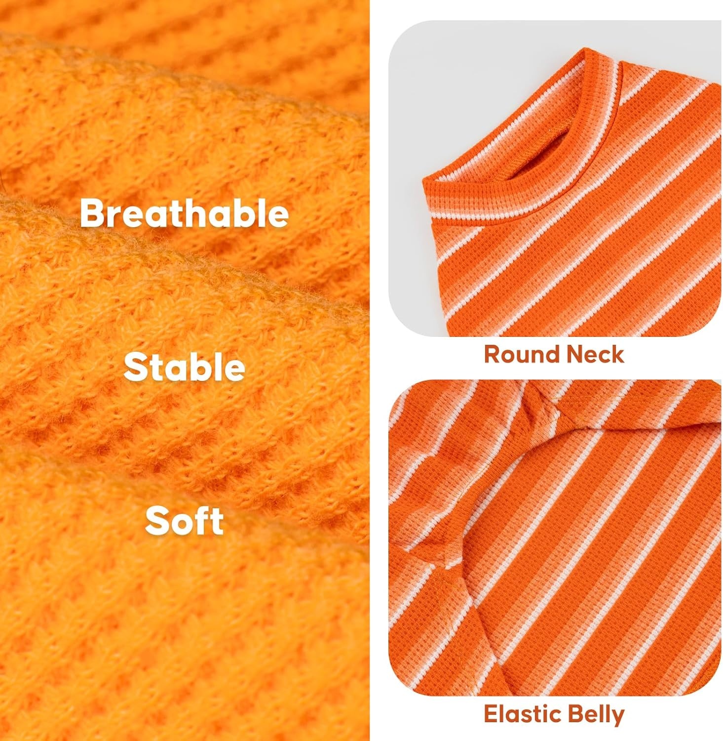 image:imageKYEESE 2Pack Waffle Dog Shirts Lightweight Sleeveless Dog T Shirts for Small Dogs Girl Breathable Pet Vest Comfort Tank Top Soft Dogs Clothes for Daily Wear PinkStriped M03 2PackorangeStriped
