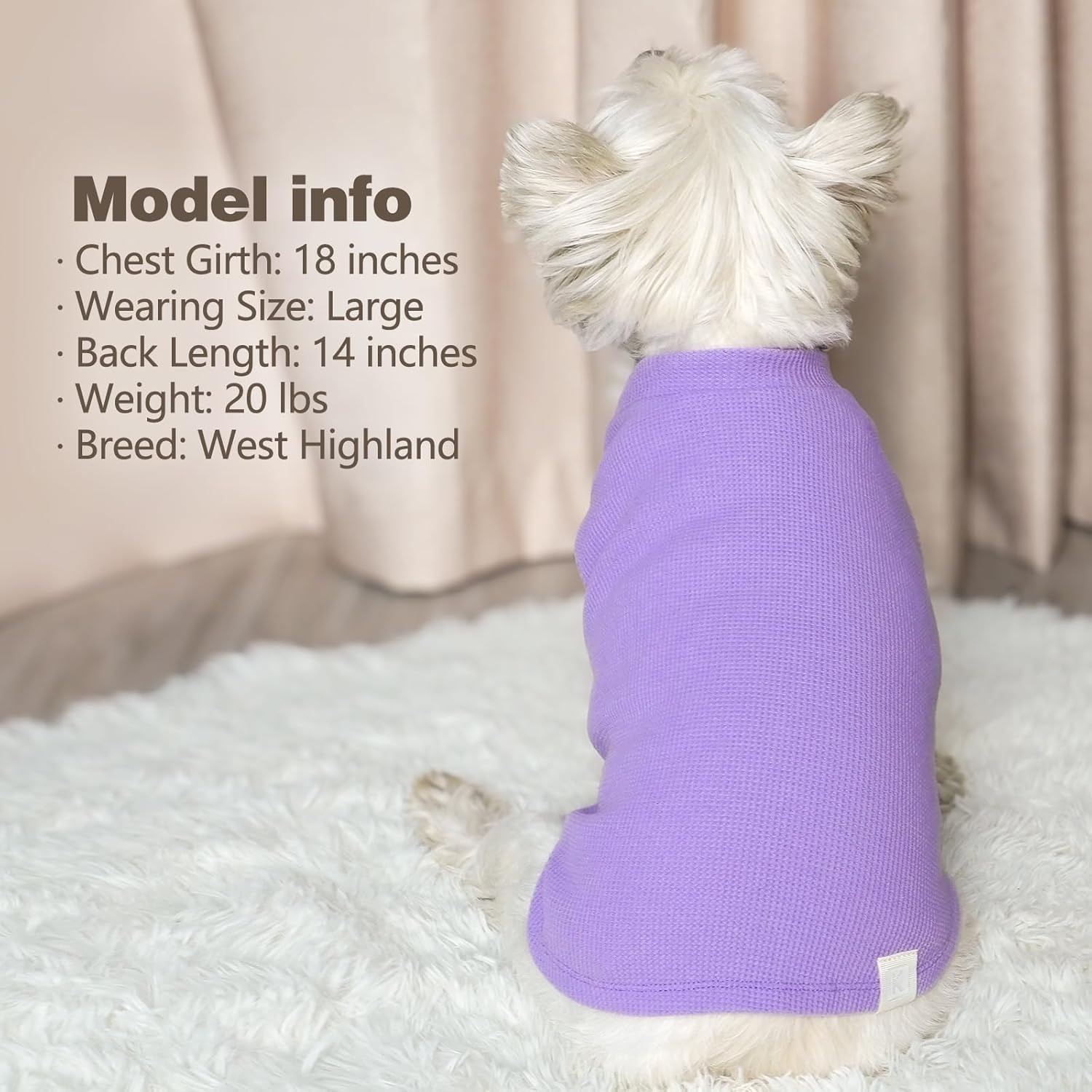 image:imageKYEESE 2Pack Waffle Dog Shirts Lightweight Sleeveless Dog T Shirts for Small Dogs Girl Breathable Pet Vest Comfort Tank Top Soft Dogs Clothes for Daily Wear PinkStriped M09 2PackPurpleGrey