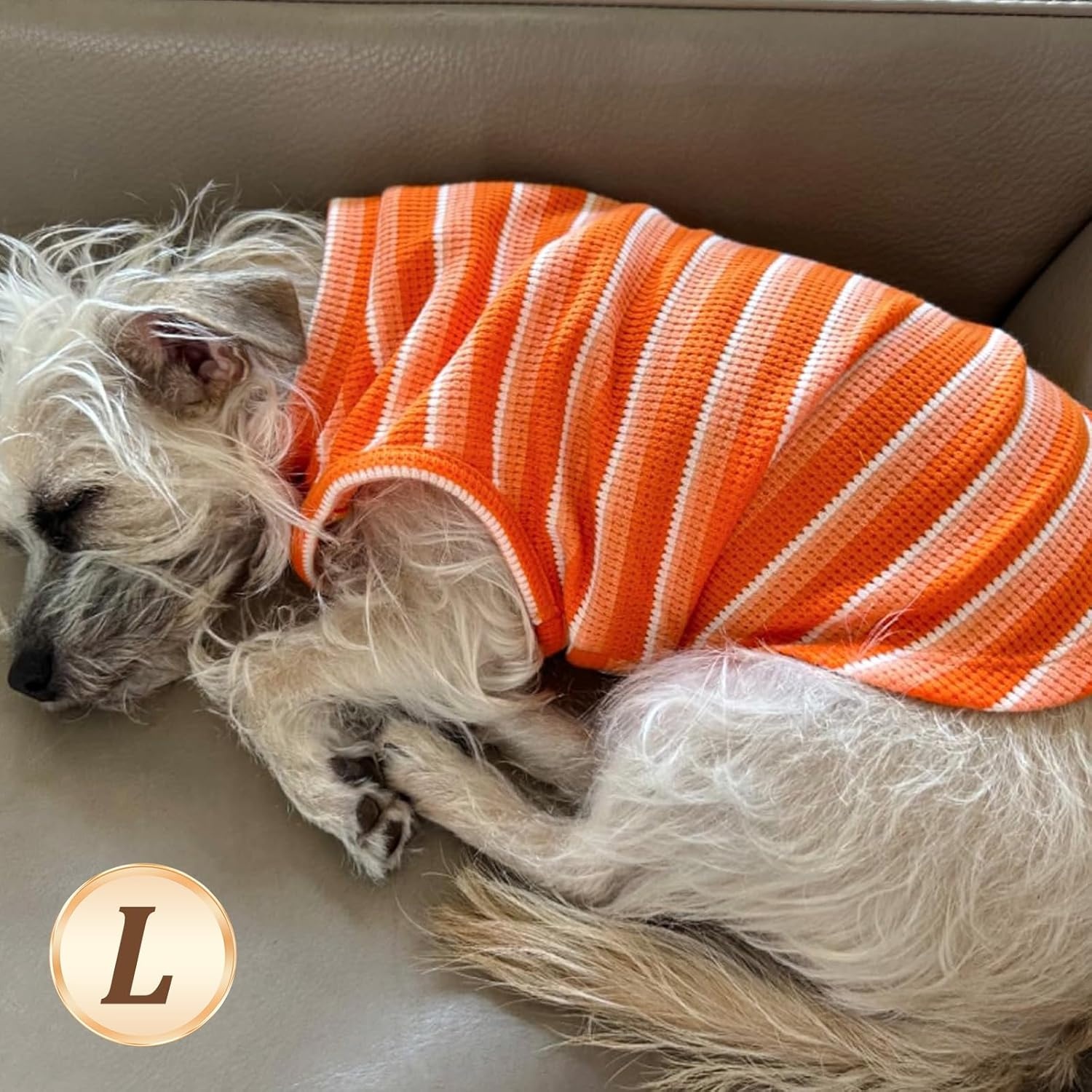 image:imageKYEESE 2Pack Waffle Dog Shirts Lightweight Sleeveless Dog T Shirts for Small Dogs Girl Breathable Pet Vest Comfort Tank Top Soft Dogs Clothes for Daily Wear PinkStriped M03 2PackorangeStriped