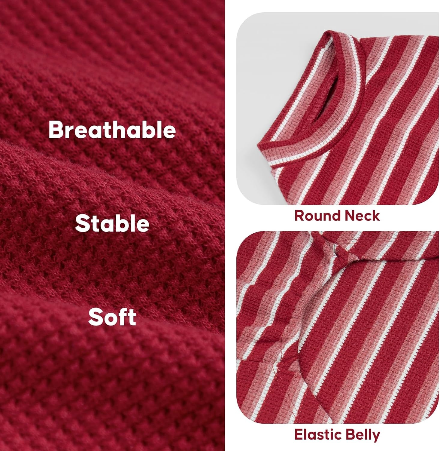 image:imageKYEESE 2Pack Waffle Dog Shirts Lightweight Sleeveless Dog T Shirts for Small Dogs Girl Breathable Pet Vest Comfort Tank Top Soft Dogs Clothes for Daily Wear PinkStriped M05 2PackRedStriped