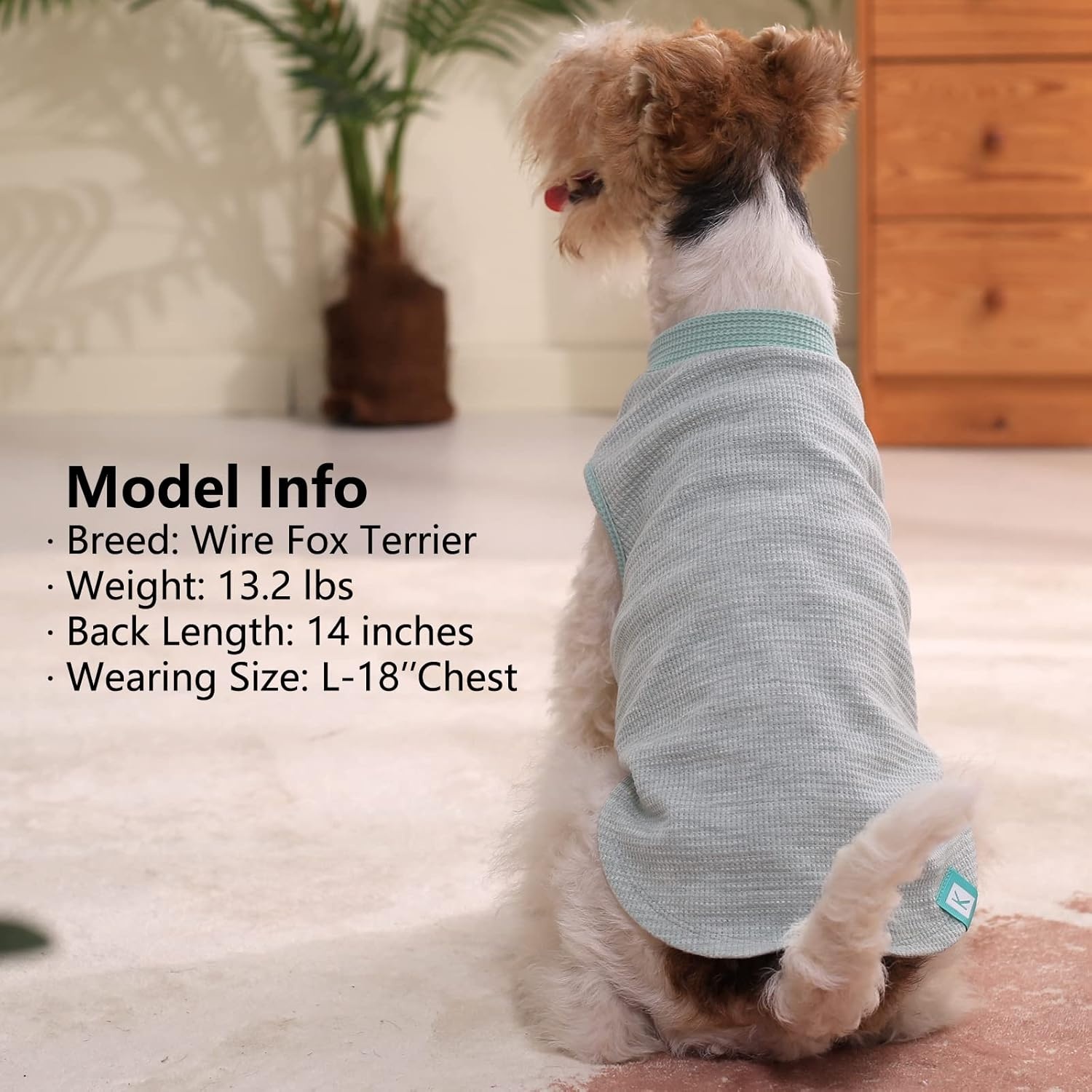 image:imageKYEESE 2Pack Waffle Dog Shirts Lightweight Sleeveless Dog T Shirts for Small Dogs Girl Breathable Pet Vest Comfort Tank Top Soft Dogs Clothes for Daily Wear PinkStriped M06 2PackGreenGrey
