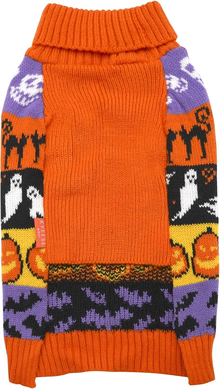 image:imageKYEESE Dog Christmas Sweater with Reindeer Pattern Cozy Festival Dog Sweater for Small Dogs Winter Holiday Doggie Knitwear Outfit with Leash Hole Warm Soft Pet Clothes Medium4 Hallowen