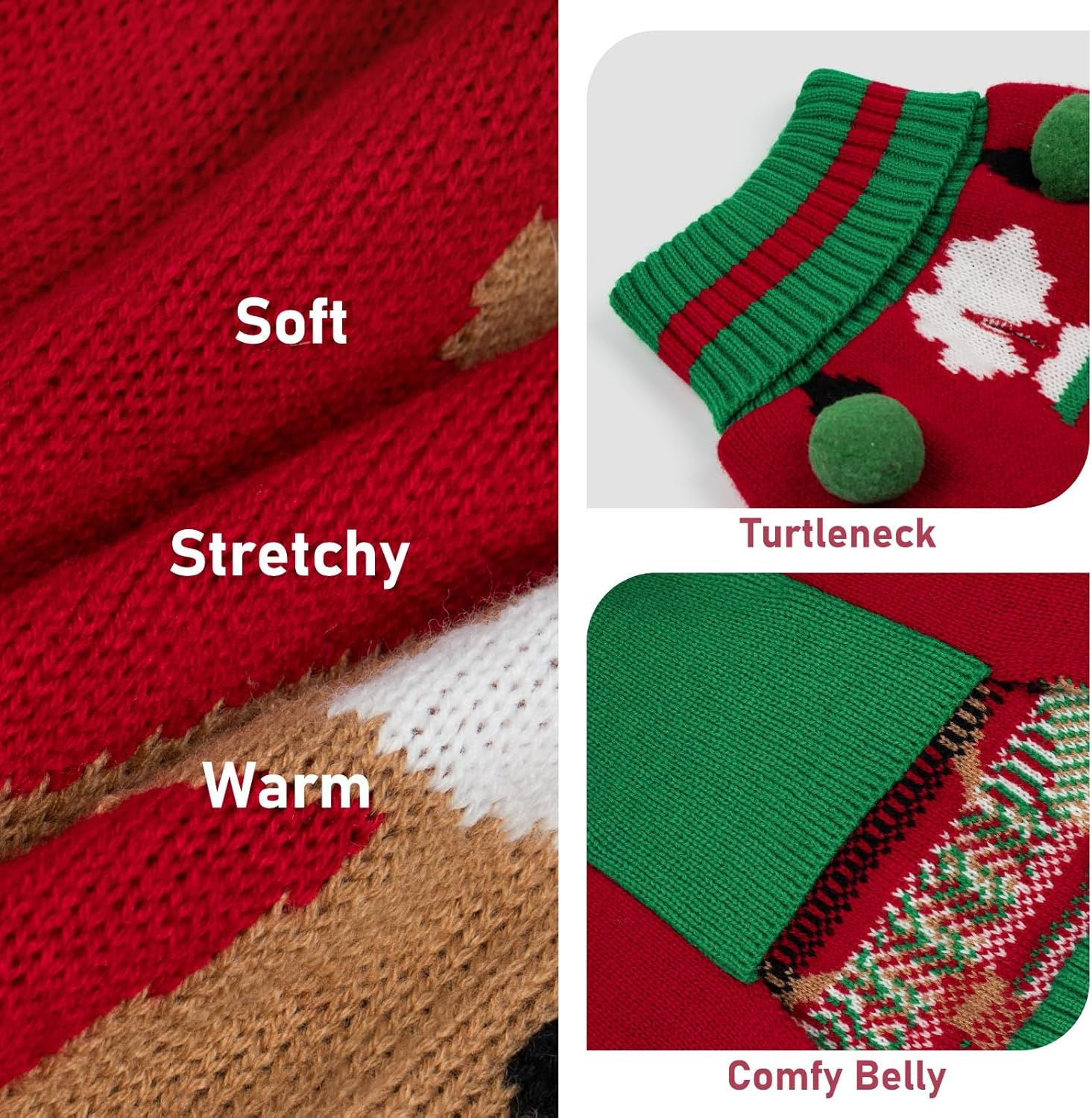 image:imageKYEESE Dog Christmas Sweater with Reindeer Pattern Cozy Festival Dog Sweater for Small Dogs Winter Holiday Doggie Knitwear Outfit with Leash Hole Warm Soft Pet Clothes Medium3 Santa hat reindeer