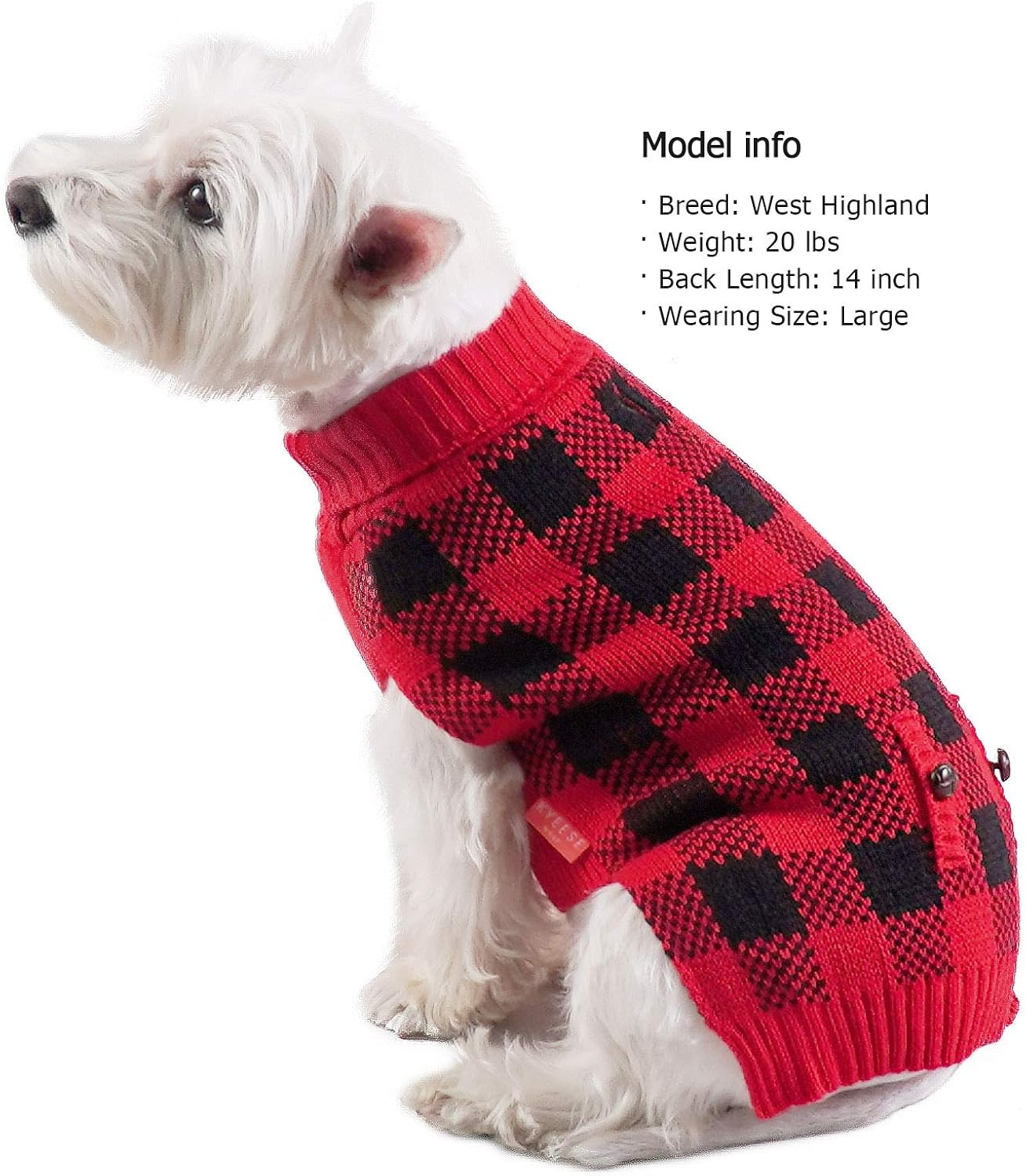 image:imageKYEESE Dog Christmas Sweater with Reindeer Pattern Cozy Festival Dog Sweater for Small Dogs Winter Holiday Doggie Knitwear Outfit with Leash Hole Warm Soft Pet Clothes Medium4 Christmas Red