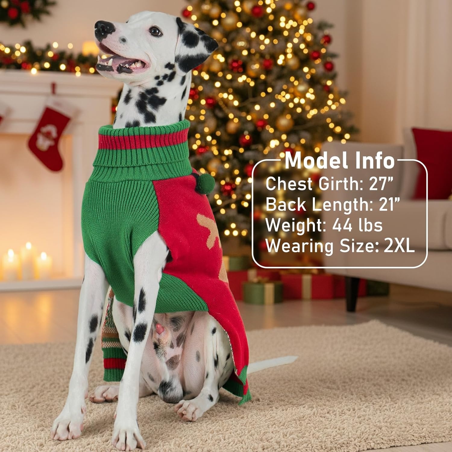 image:imageKYEESE Dog Christmas Sweater with Reindeer Pattern Cozy Festival Dog Sweater for Small Dogs Winter Holiday Doggie Knitwear Outfit with Leash Hole Warm Soft Pet Clothes Medium3 Santa hat reindeer