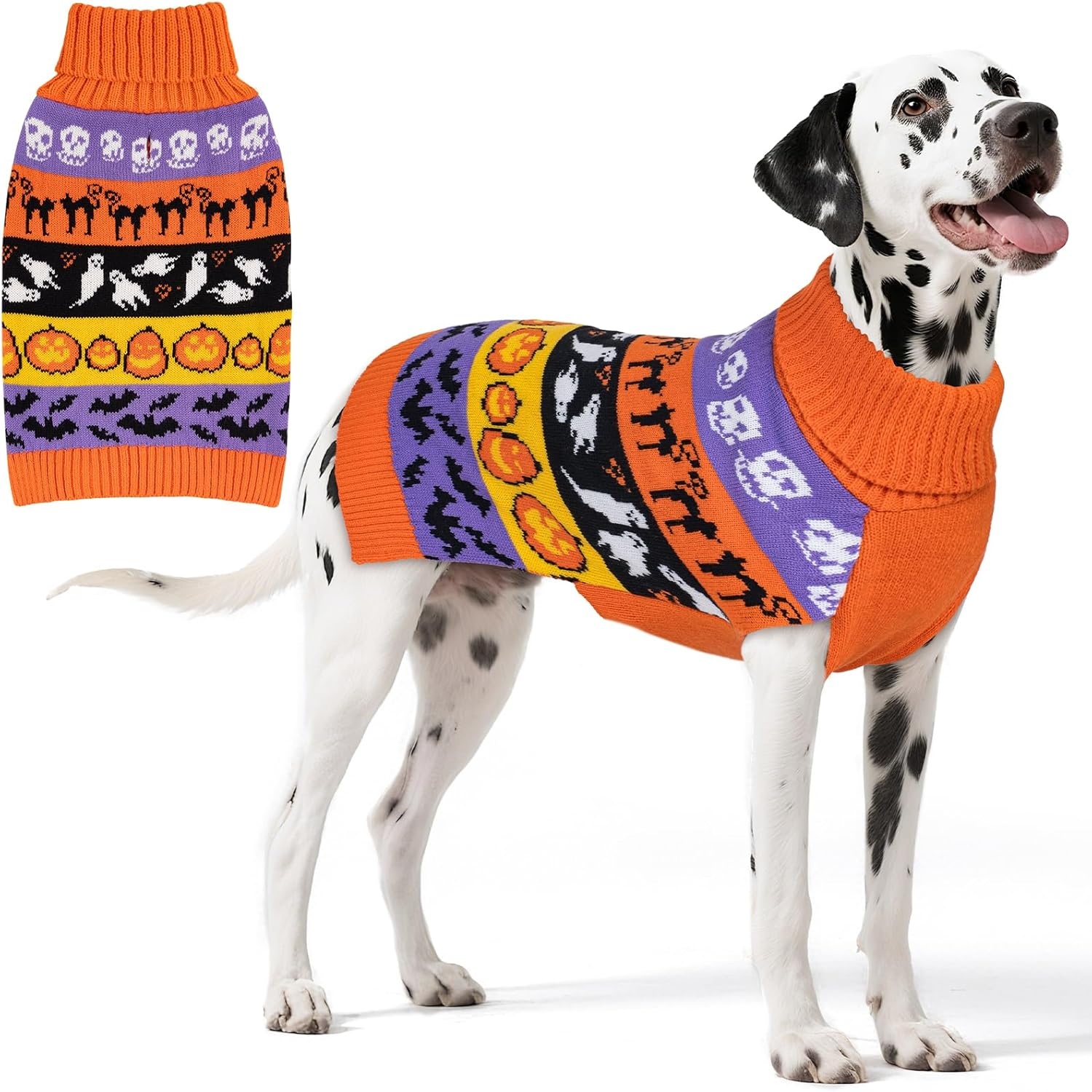 image:imageKYEESE Dog Christmas Sweater with Reindeer Pattern Cozy Festival Dog Sweater for Small Dogs Winter Holiday Doggie Knitwear Outfit with Leash Hole Warm Soft Pet Clothes Medium4 Hallowen