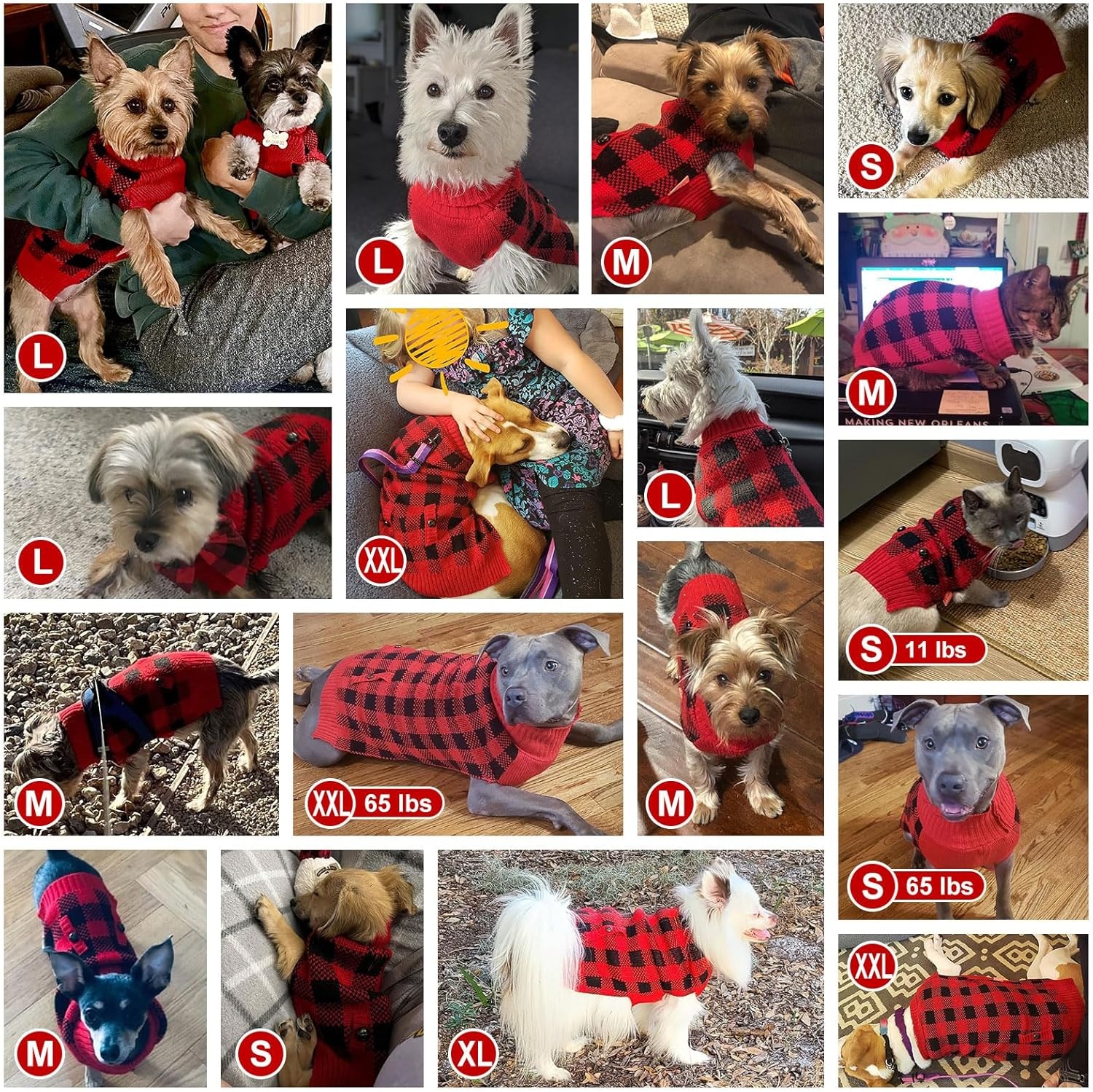 image:imageKYEESE Dog Christmas Sweater with Reindeer Pattern Cozy Festival Dog Sweater for Small Dogs Winter Holiday Doggie Knitwear Outfit with Leash Hole Warm Soft Pet Clothes Medium4 Christmas Red