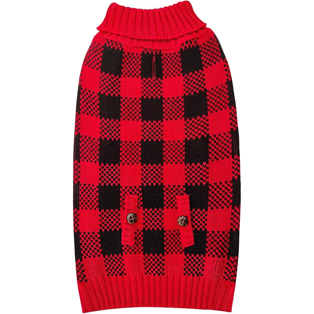image:imageKYEESE Dog Christmas Sweater with Reindeer Pattern Cozy Festival Dog Sweater for Small Dogs Winter Holiday Doggie Knitwear Outfit with Leash Hole Warm Soft Pet Clothes Medium4 Christmas Red