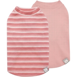 image:imageKYEESE 2Pack Waffle Dog Shirts Lightweight Sleeveless Dog T Shirts for Small Dogs Girl Breathable Pet Vest Comfort Tank Top Soft Dogs Clothes for Daily Wear PinkStriped M02 2PackPinkStriped
