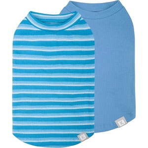 image:imageKYEESE 2Pack Waffle Dog Shirts Lightweight Sleeveless Dog T Shirts for Small Dogs Girl Breathable Pet Vest Comfort Tank Top Soft Dogs Clothes for Daily Wear PinkStriped M04 2PackBlueStriped