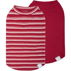 image:imageKYEESE 2Pack Waffle Dog Shirts Lightweight Sleeveless Dog T Shirts for Small Dogs Girl Breathable Pet Vest Comfort Tank Top Soft Dogs Clothes for Daily Wear PinkStriped M05 2PackRedStriped