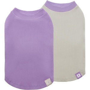 image:imageKYEESE 2Pack Waffle Dog Shirts Lightweight Sleeveless Dog T Shirts for Small Dogs Girl Breathable Pet Vest Comfort Tank Top Soft Dogs Clothes for Daily Wear PinkStriped M09 2PackPurpleGrey