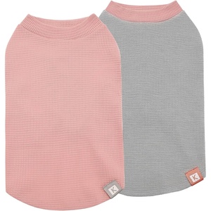 image:imageKYEESE 2Pack Waffle Dog Shirts Lightweight Sleeveless Dog T Shirts for Small Dogs Girl Breathable Pet Vest Comfort Tank Top Soft Dogs Clothes for Daily Wear PinkStriped M08 2PackGreenGrey