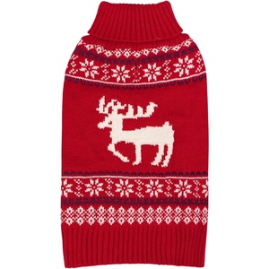 image:imageKYEESE Dog Christmas Sweater with Reindeer Pattern Cozy Festival Dog Sweater for Small Dogs Winter Holiday Doggie Knitwear Outfit with Leash Hole Warm Soft Pet Clothes Medium2 Xmas