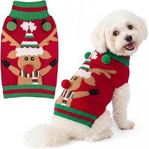 image:imageKYEESE Dog Christmas Sweater with Reindeer Pattern Cozy Festival Dog Sweater for Small Dogs Winter Holiday Doggie Knitwear Outfit with Leash Hole Warm Soft Pet Clothes Medium3 Santa hat reindeer