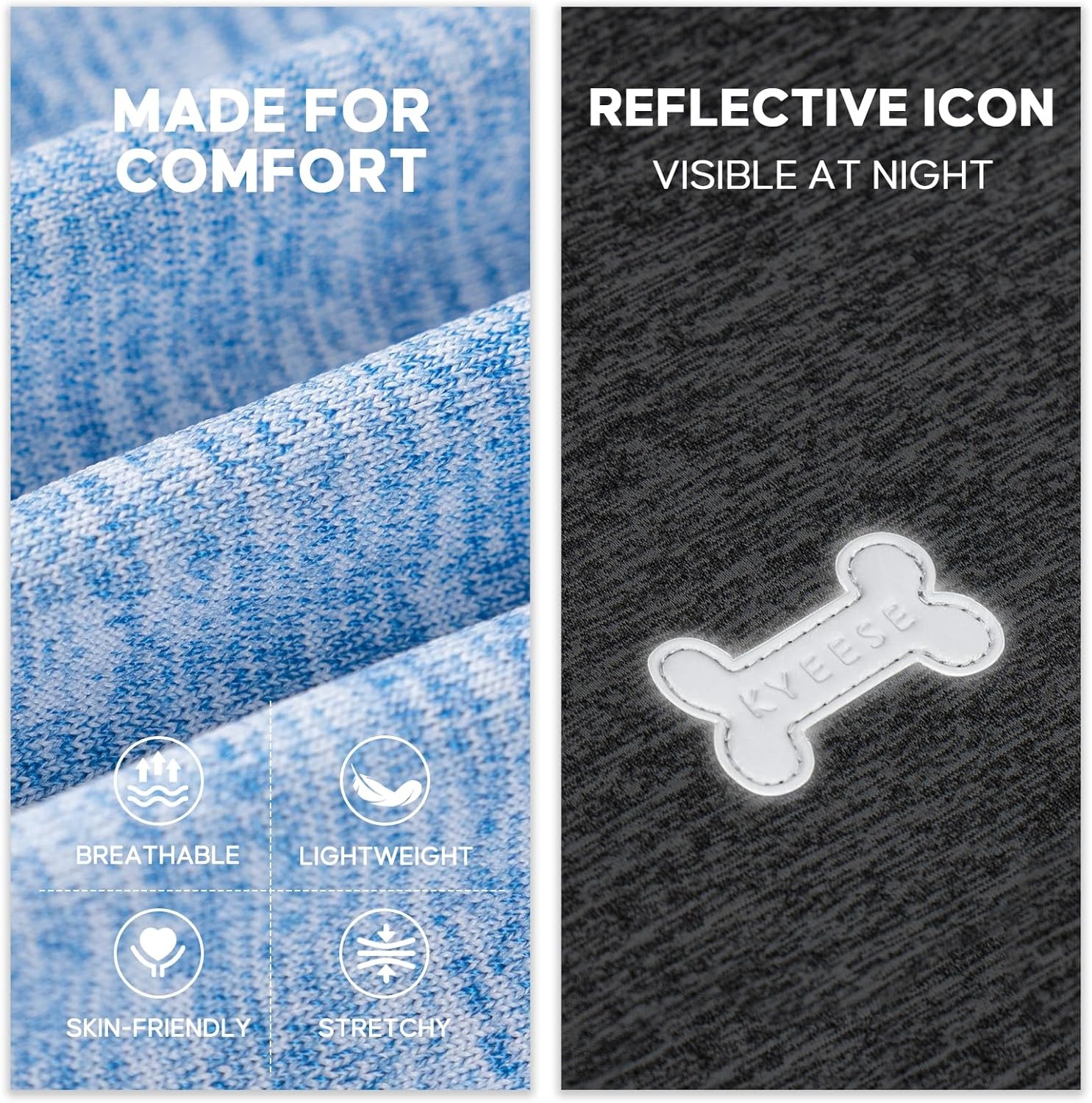 image:imageKYEESE 2 Pack Dog Shirts Quick Dry Soft Stretchy Pet TShirts with Reflective Label Tank Top Sleeveless Vest Sun Protection Dog Clothes for Small Medium Dogs XLarge PurplePink3 2Pack Light BlueGrey