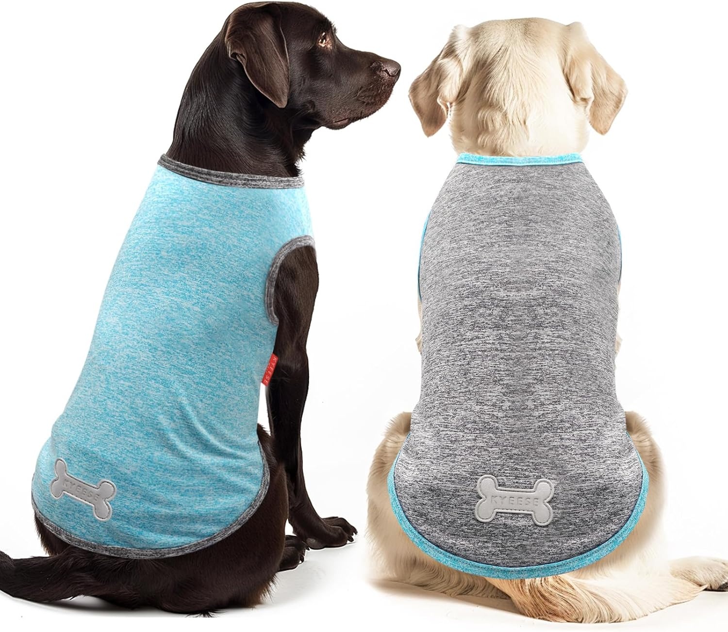 image:imageKYEESE 2 Pack Dog Shirts Quick Dry Soft Stretchy Pet TShirts with Reflective Label Tank Top Sleeveless Vest Sun Protection Dog Clothes for Small Medium Dogs XLarge PurplePink1 2Pack GreyBlue
