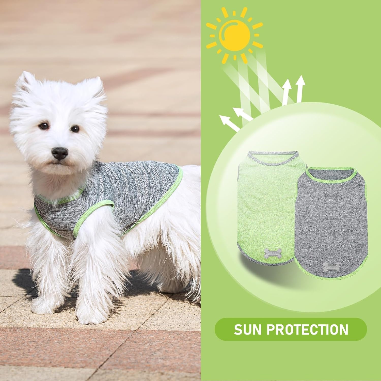 image:imageKYEESE 2 Pack Dog Shirts Quick Dry Soft Stretchy Pet TShirts with Reflective Label Tank Top Sleeveless Vest Sun Protection Dog Clothes for Small Medium Dogs XLarge PurplePink5 2Pack GreenGrey