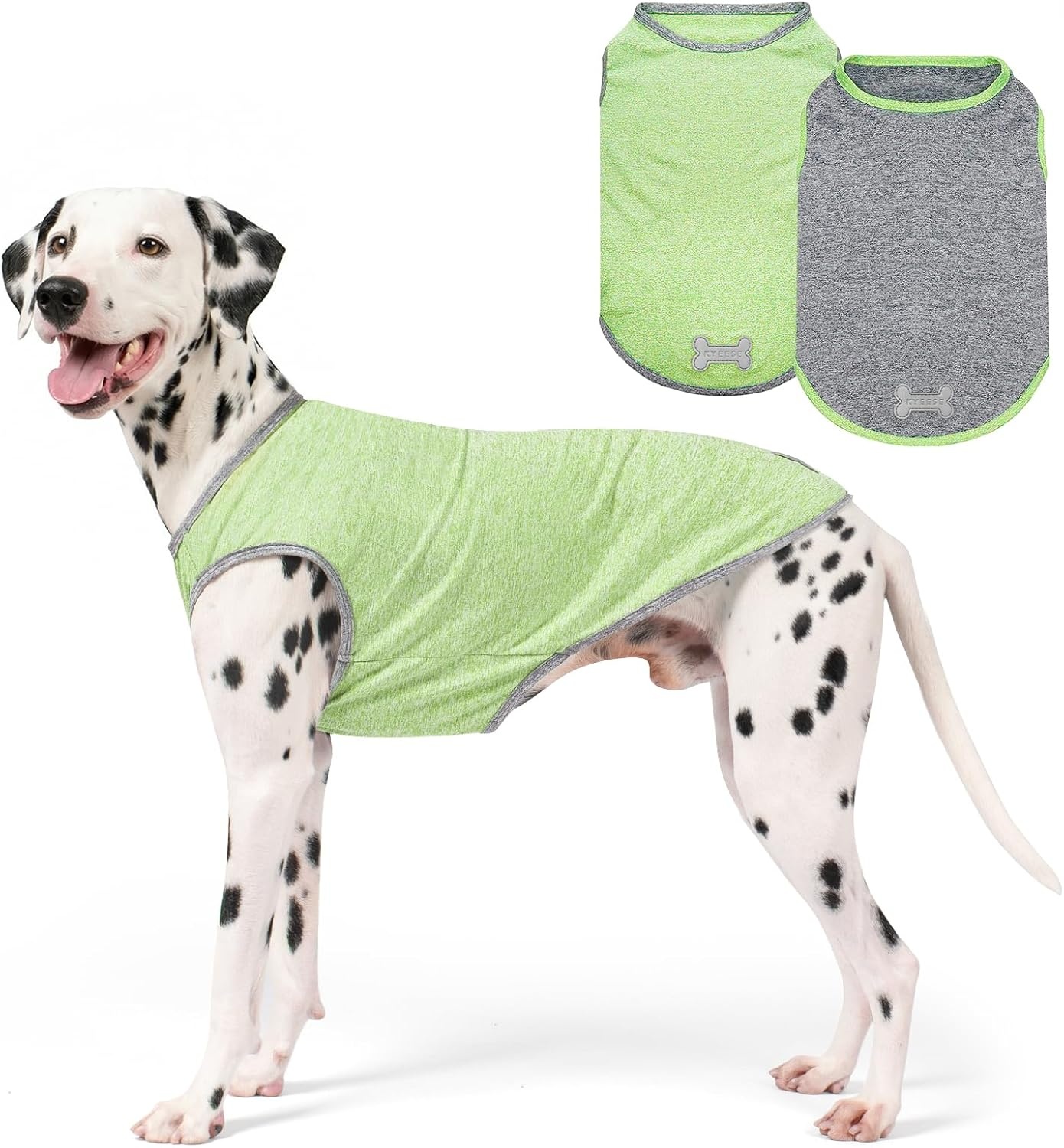 image:imageKYEESE 2 Pack Dog Shirts Quick Dry Soft Stretchy Pet TShirts with Reflective Label Tank Top Sleeveless Vest Sun Protection Dog Clothes for Small Medium Dogs XLarge PurplePink5 2Pack GreenGrey