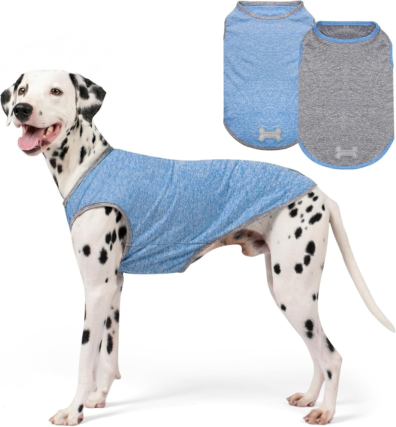 image:imageKYEESE 2 Pack Dog Shirts Quick Dry Soft Stretchy Pet TShirts with Reflective Label Tank Top Sleeveless Vest Sun Protection Dog Clothes for Small Medium Dogs XLarge PurplePink3 2Pack Light BlueGrey