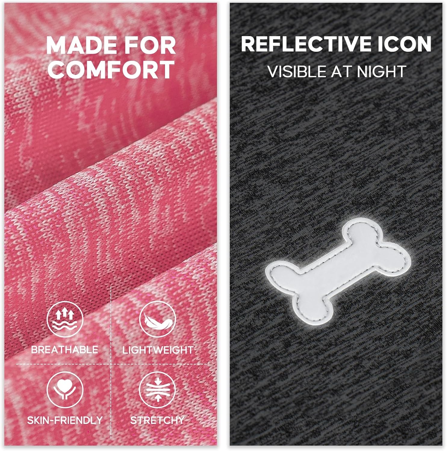image:imageKYEESE 2 Pack Dog Shirts Quick Dry Soft Stretchy Pet TShirts with Reflective Label Tank Top Sleeveless Vest Sun Protection Dog Clothes for Small Medium Dogs XLarge PurplePink9 2Pack Coral RedGrey