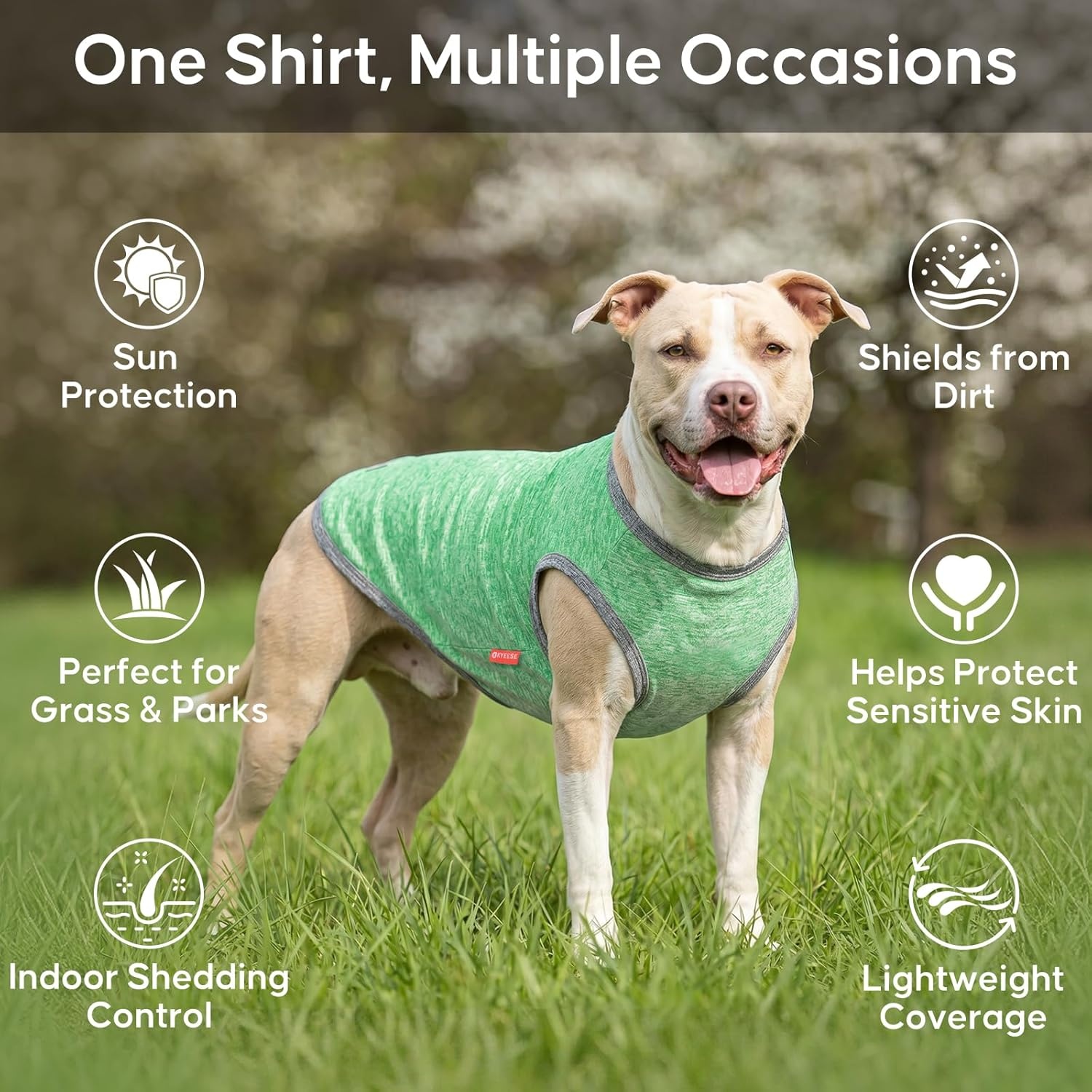 image:imageKYEESE 2 Pack Dog Shirts Quick Dry Soft Stretchy Pet TShirts with Reflective Label Tank Top Sleeveless Vest Sun Protection Dog Clothes for Small Medium Dogs XLarge PurplePink8 2Pack GreyDark Green