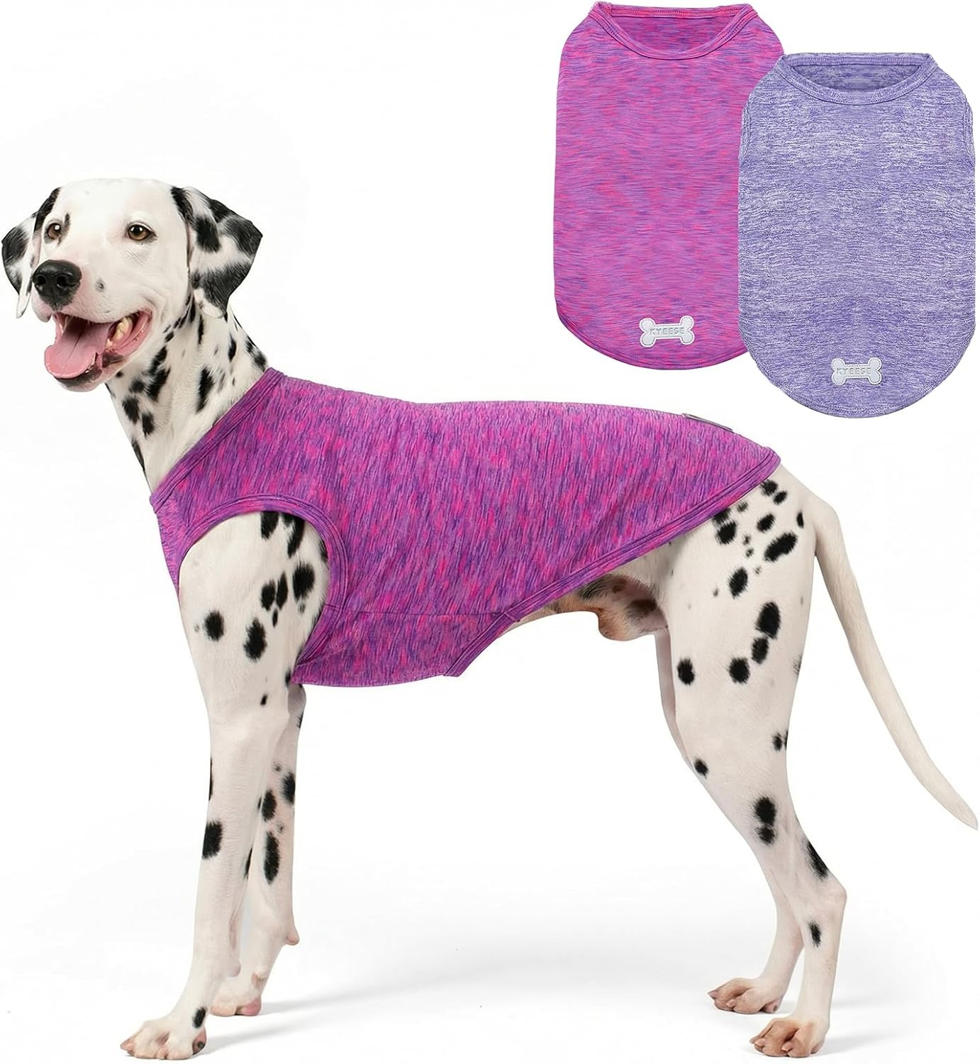 image:imageKYEESE 2 Pack Dog Shirts Quick Dry Soft Stretchy Pet TShirts with Reflective Label Tank Top Sleeveless Vest Sun Protection Dog Clothes for Small Medium Dogs XLarge PurplePink2 2Pack PurplePink