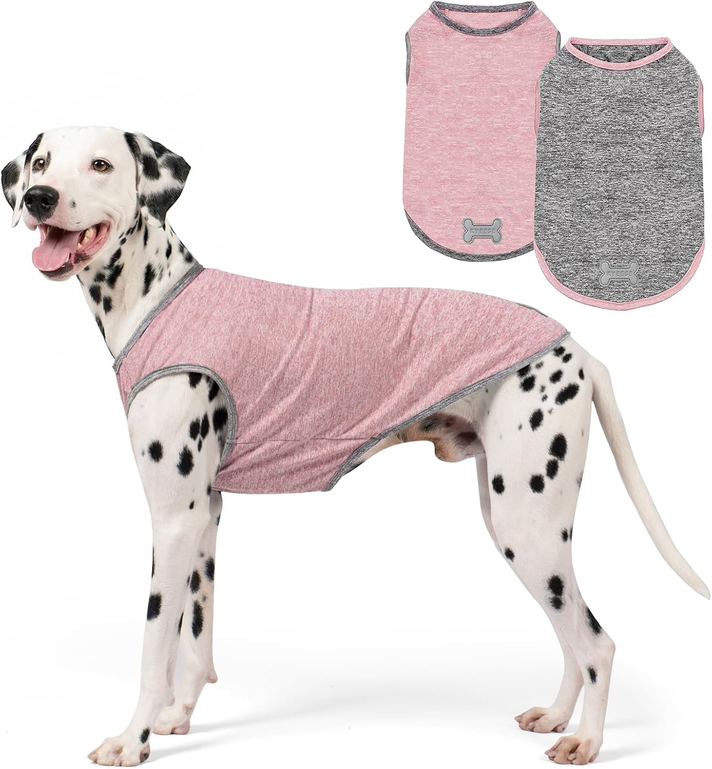 image:imageKYEESE 2 Pack Dog Shirts Quick Dry Soft Stretchy Pet TShirts with Reflective Label Tank Top Sleeveless Vest Sun Protection Dog Clothes for Small Medium Dogs XLarge PurplePink4 2Pack PinkGrey