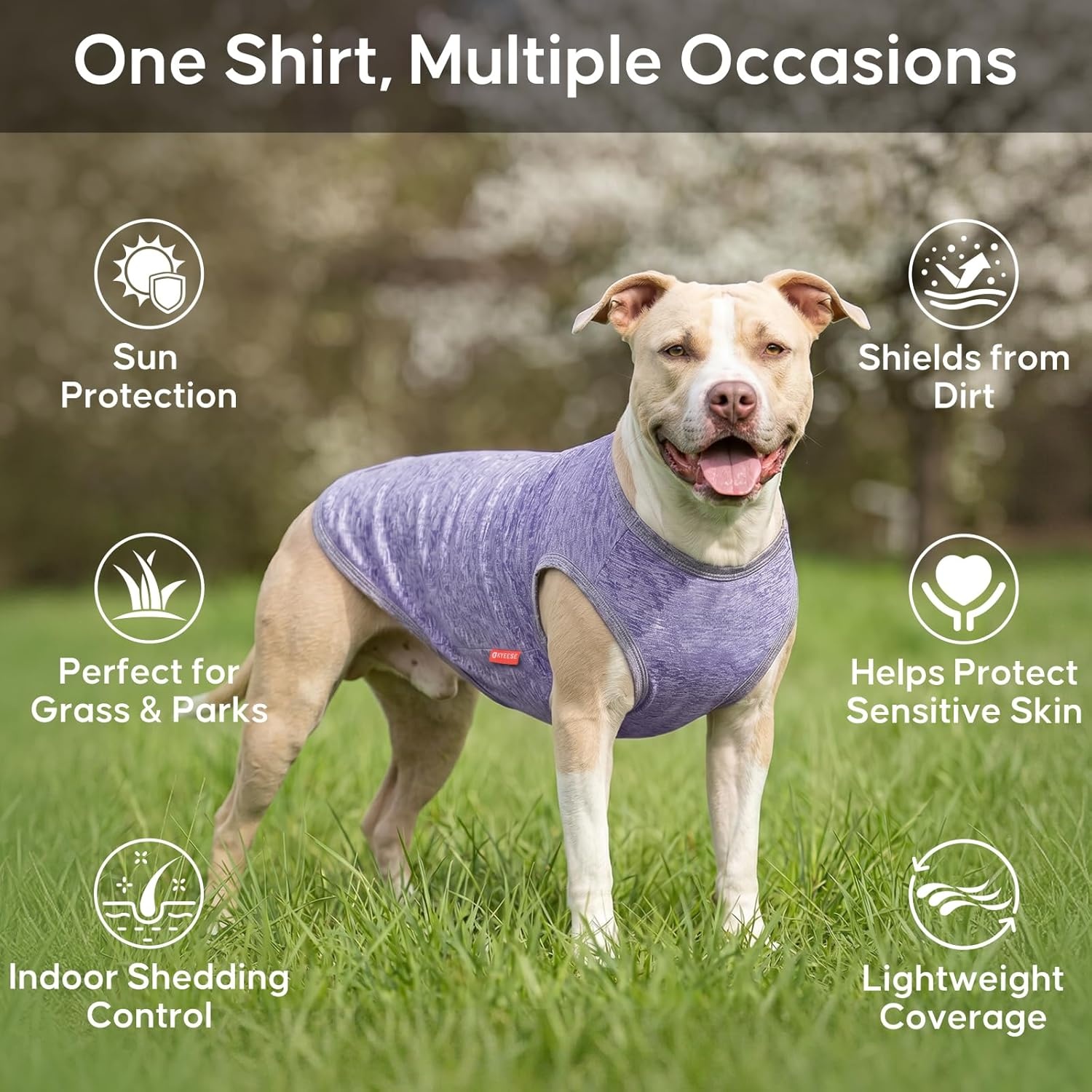 image:imageKYEESE 2 Pack Dog Shirts Quick Dry Soft Stretchy Pet TShirts with Reflective Label Tank Top Sleeveless Vest Sun Protection Dog Clothes for Small Medium Dogs XLarge PurplePink2 2Pack PurplePink