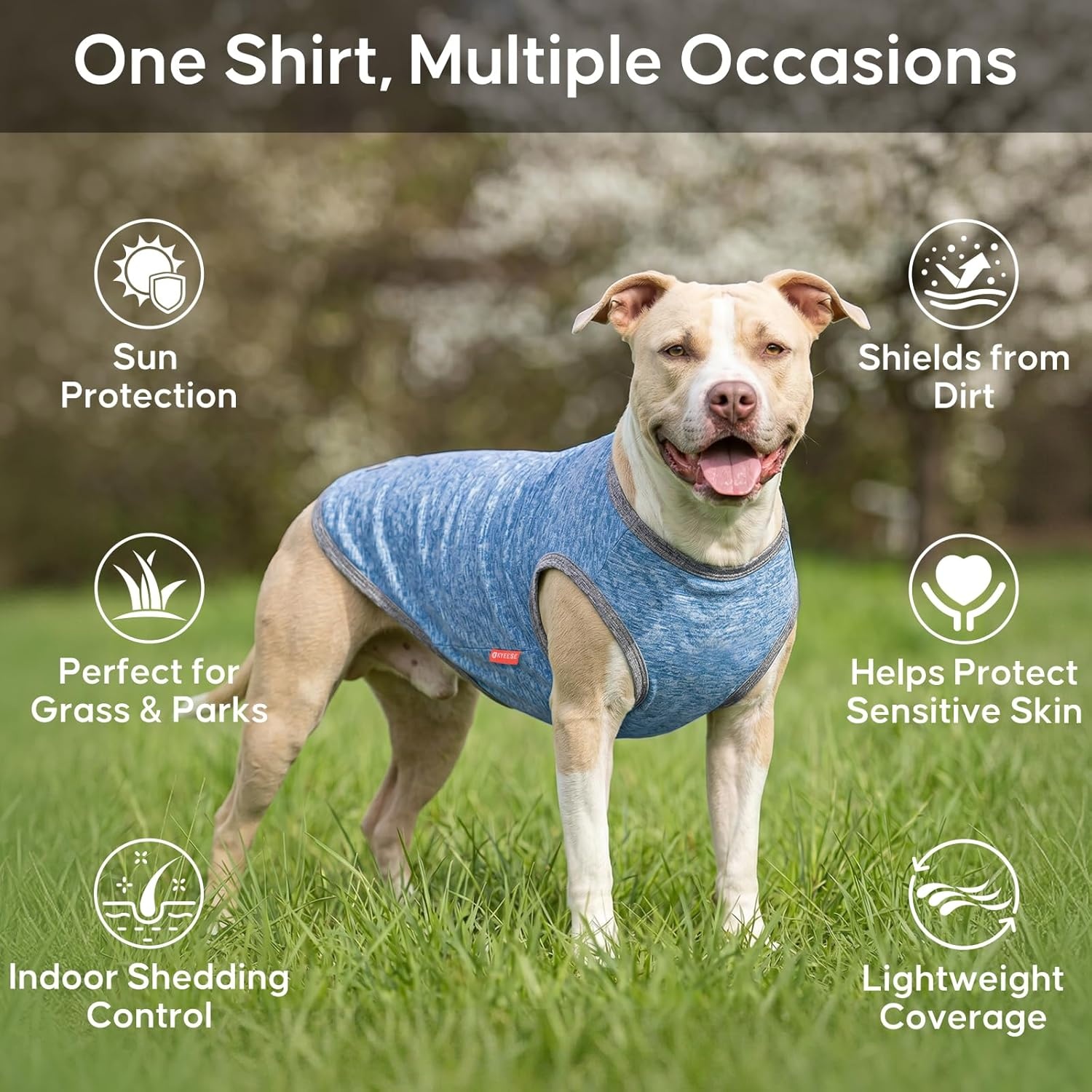image:imageKYEESE 2 Pack Dog Shirts Quick Dry Soft Stretchy Pet TShirts with Reflective Label Tank Top Sleeveless Vest Sun Protection Dog Clothes for Small Medium Dogs XLarge PurplePink3 2Pack Light BlueGrey