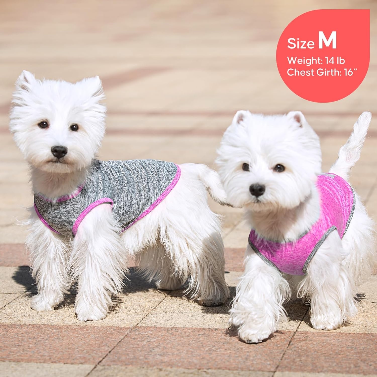 image:imageKYEESE 2 Pack Dog Shirts Quick Dry Soft Stretchy Pet TShirts with Reflective Label Tank Top Sleeveless Vest Sun Protection Dog Clothes for Small Medium Dogs XLarge PurplePink6 2Pack GreyHotpink