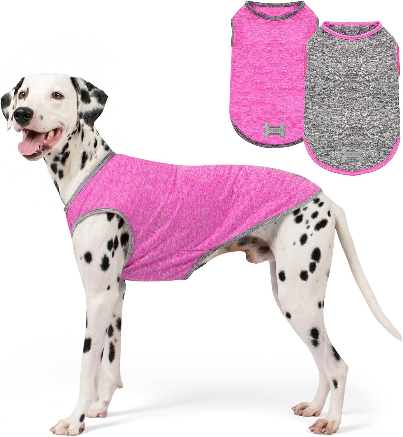 image:imageKYEESE 2 Pack Dog Shirts Quick Dry Soft Stretchy Pet TShirts with Reflective Label Tank Top Sleeveless Vest Sun Protection Dog Clothes for Small Medium Dogs XLarge PurplePink6 2Pack GreyHotpink