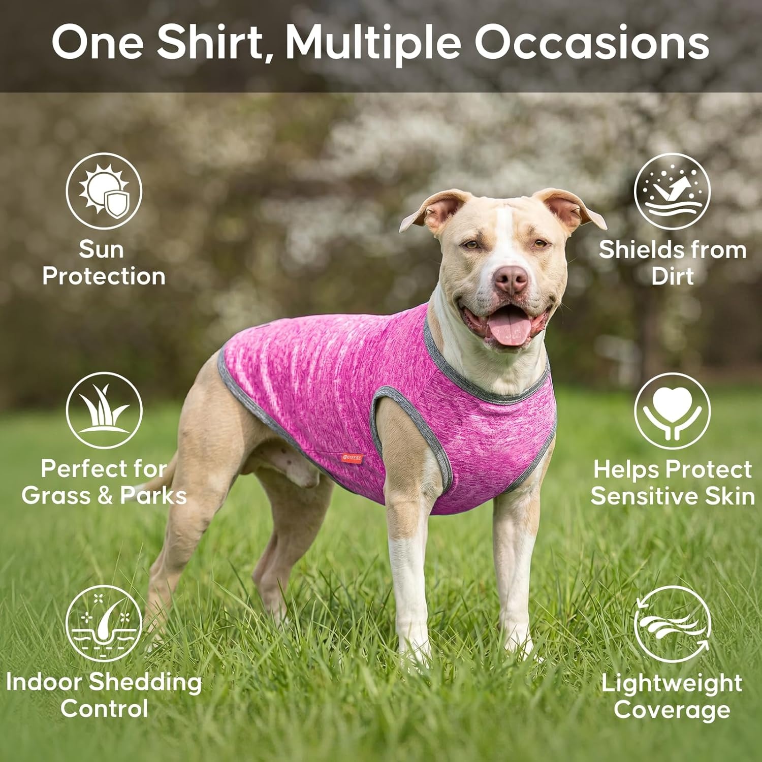 image:imageKYEESE 2 Pack Dog Shirts Quick Dry Soft Stretchy Pet TShirts with Reflective Label Tank Top Sleeveless Vest Sun Protection Dog Clothes for Small Medium Dogs XLarge PurplePink6 2Pack GreyHotpink