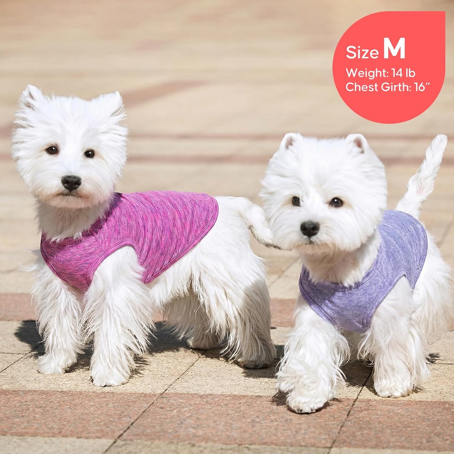 image:imageKYEESE 2 Pack Dog Shirts Quick Dry Soft Stretchy Pet TShirts with Reflective Label Tank Top Sleeveless Vest Sun Protection Dog Clothes for Small Medium Dogs XLarge PurplePink2 2Pack PurplePink