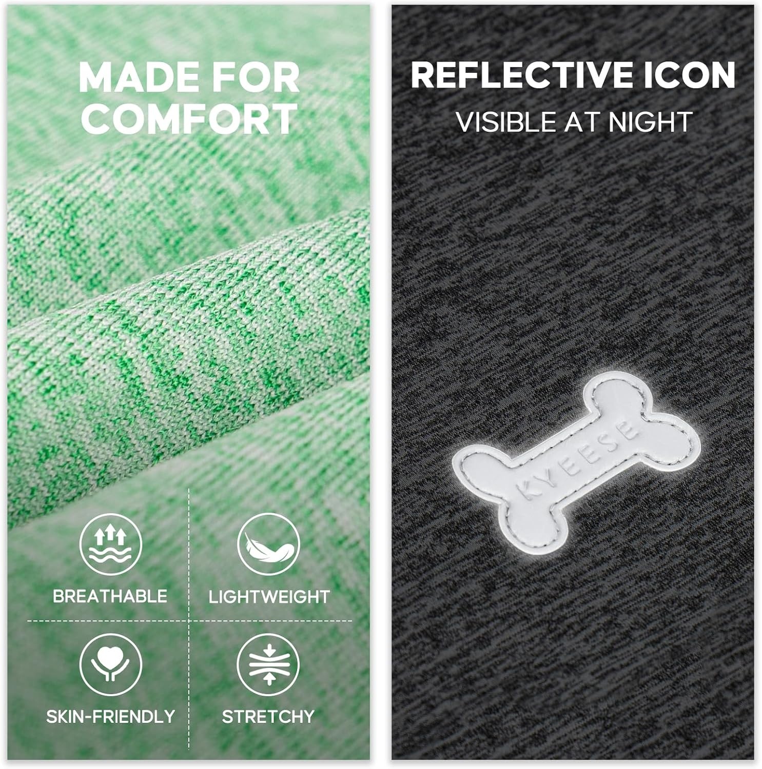 image:imageKYEESE 2 Pack Dog Shirts Quick Dry Soft Stretchy Pet TShirts with Reflective Label Tank Top Sleeveless Vest Sun Protection Dog Clothes for Small Medium Dogs XLarge PurplePink8 2Pack GreyDark Green