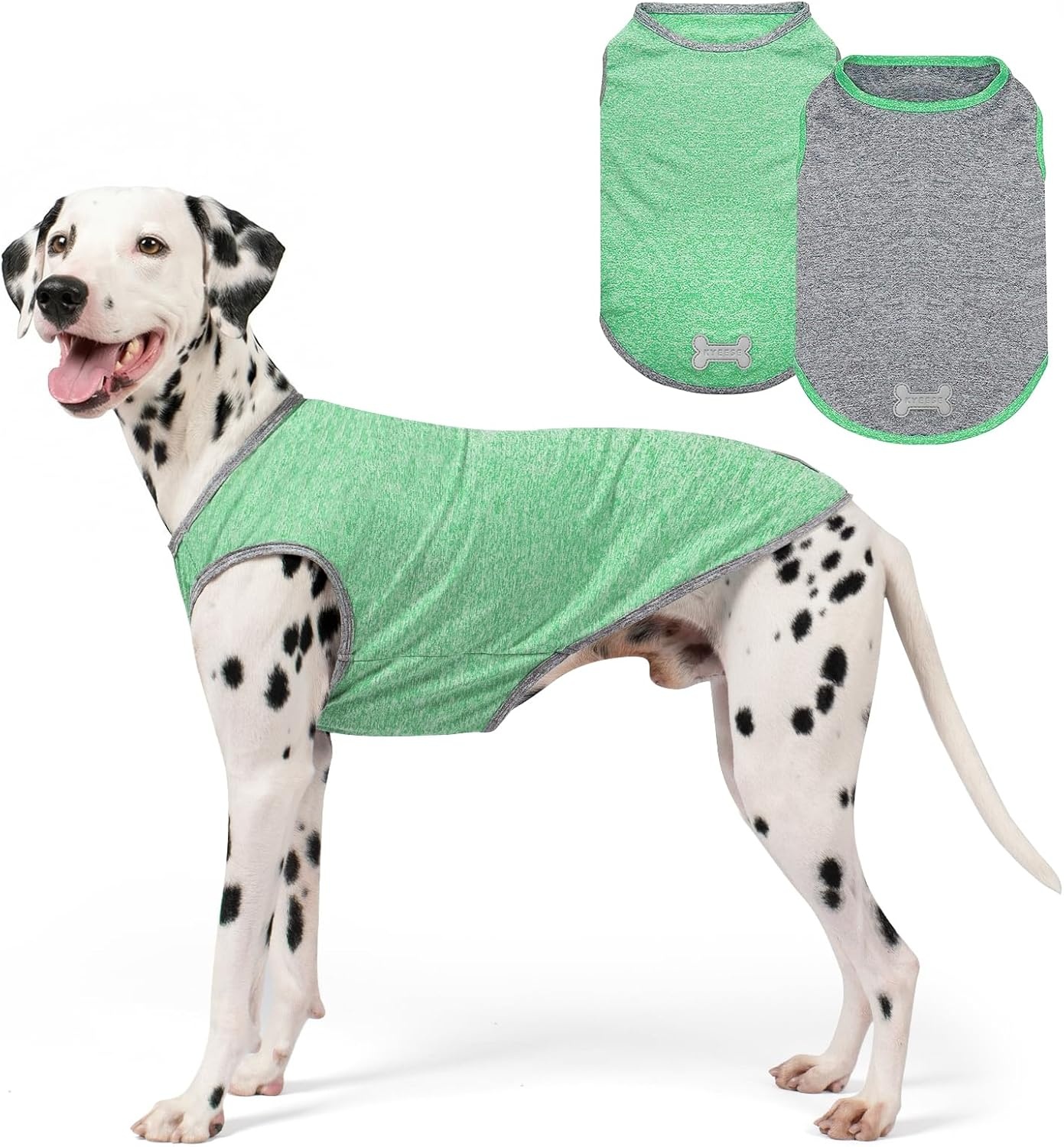 image:imageKYEESE 2 Pack Dog Shirts Quick Dry Soft Stretchy Pet TShirts with Reflective Label Tank Top Sleeveless Vest Sun Protection Dog Clothes for Small Medium Dogs XLarge PurplePink8 2Pack GreyDark Green