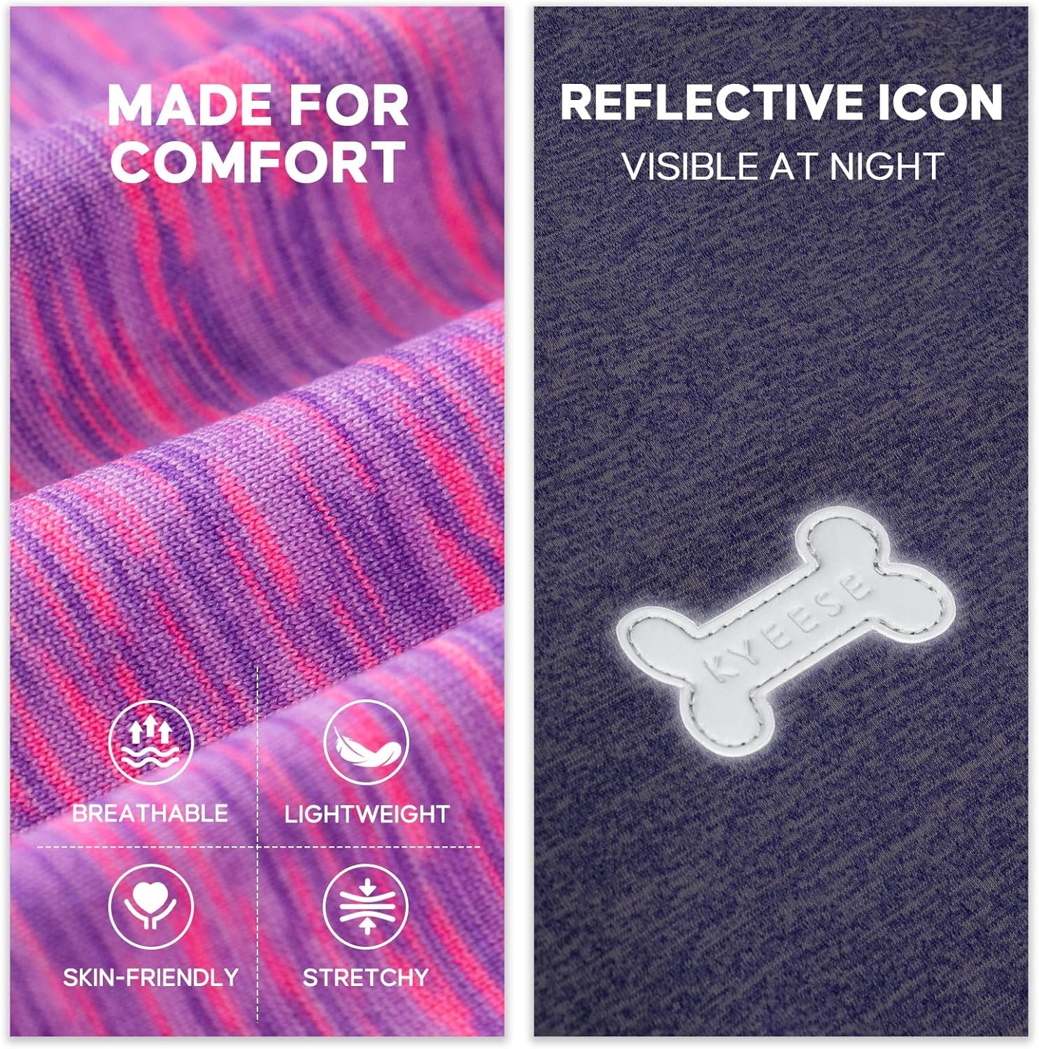 image:imageKYEESE 2 Pack Dog Shirts Quick Dry Soft Stretchy Pet TShirts with Reflective Label Tank Top Sleeveless Vest Sun Protection Dog Clothes for Small Medium Dogs XLarge PurplePink2 2Pack PurplePink