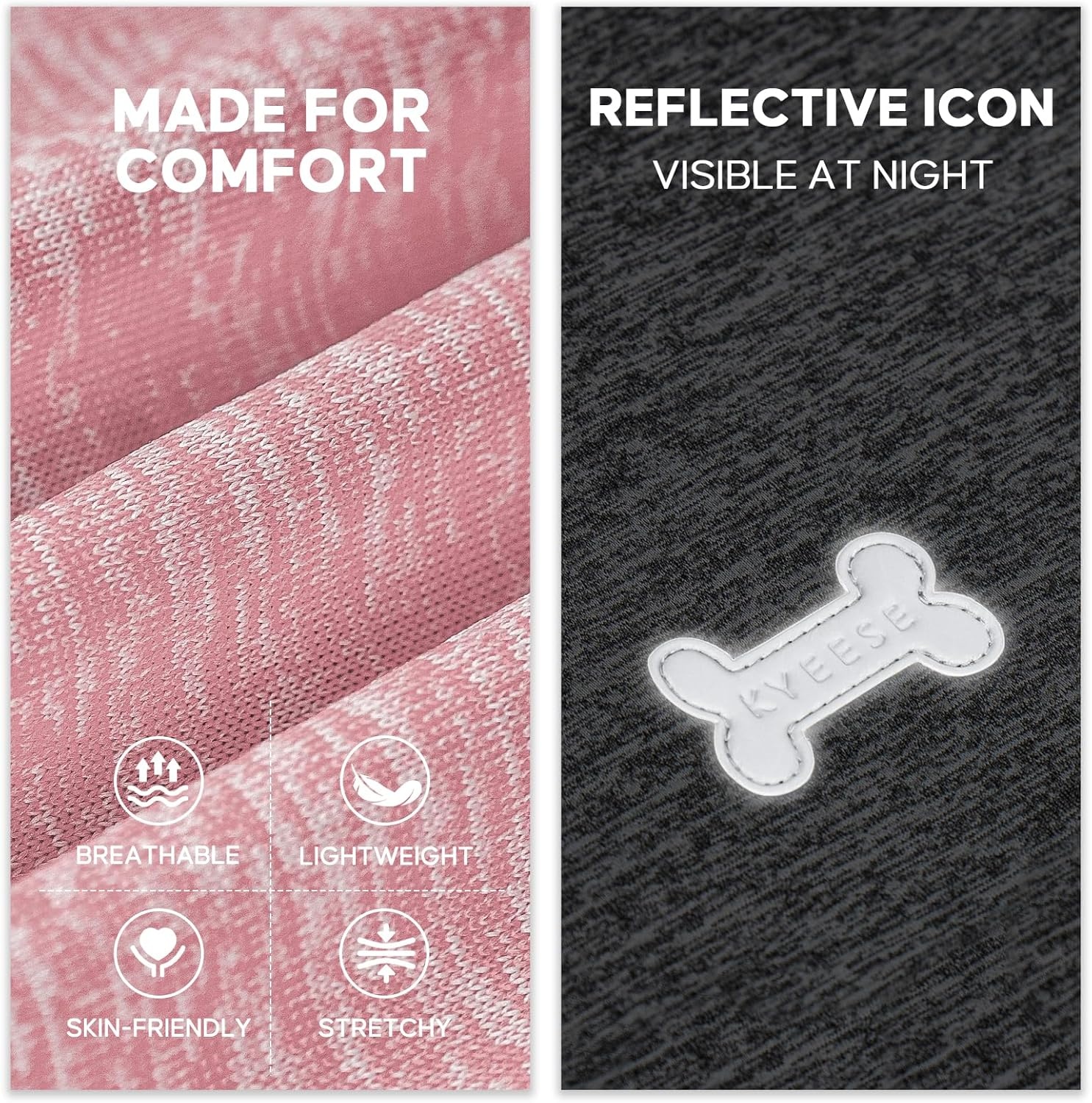 image:imageKYEESE 2 Pack Dog Shirts Quick Dry Soft Stretchy Pet TShirts with Reflective Label Tank Top Sleeveless Vest Sun Protection Dog Clothes for Small Medium Dogs XLarge PurplePink4 2Pack PinkGrey