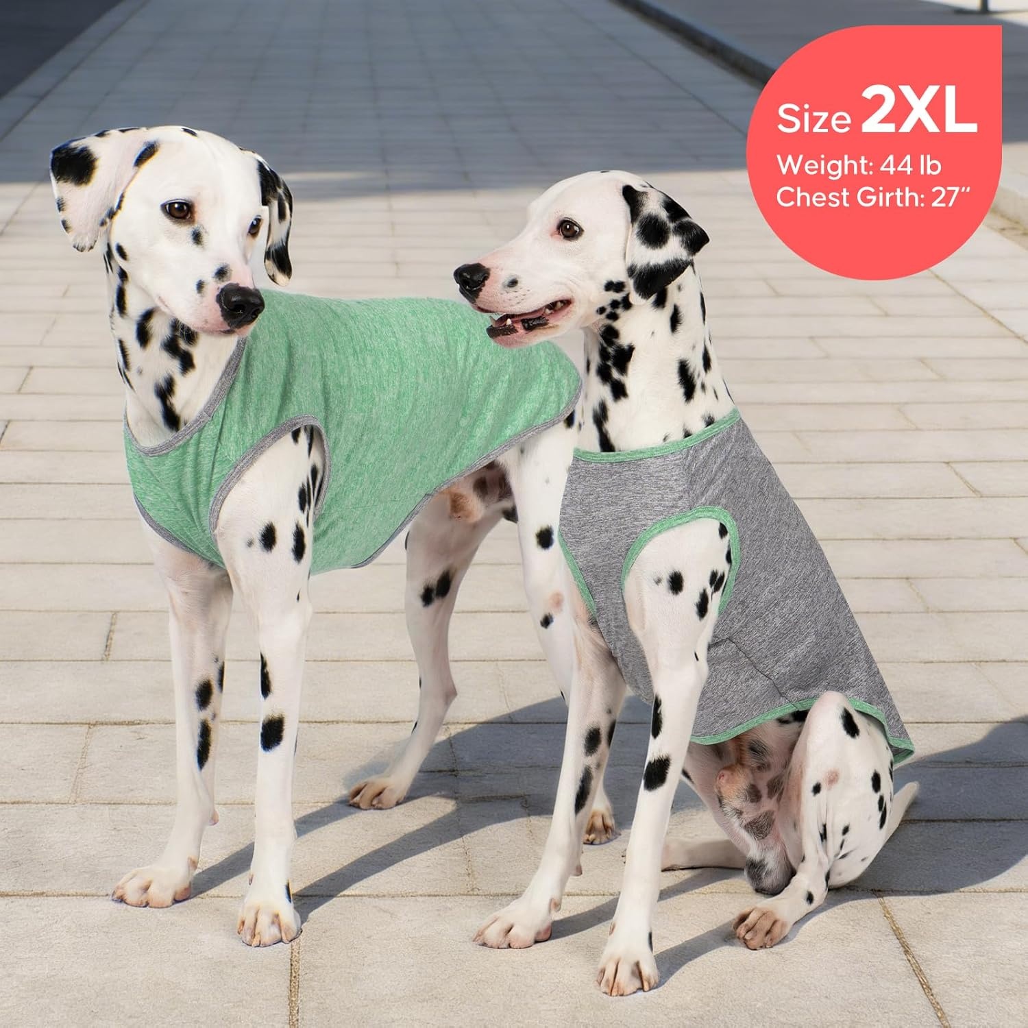 image:imageKYEESE 2 Pack Dog Shirts Quick Dry Soft Stretchy Pet TShirts with Reflective Label Tank Top Sleeveless Vest Sun Protection Dog Clothes for Small Medium Dogs XLarge PurplePink8 2Pack GreyDark Green