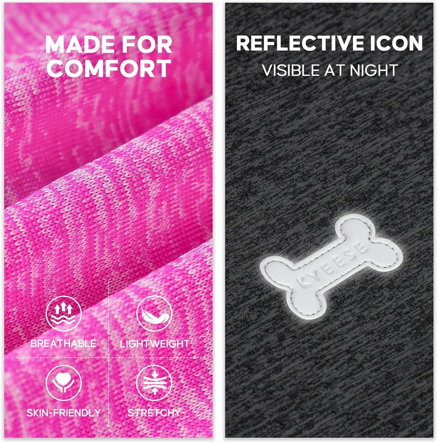 image:imageKYEESE 2 Pack Dog Shirts Quick Dry Soft Stretchy Pet TShirts with Reflective Label Tank Top Sleeveless Vest Sun Protection Dog Clothes for Small Medium Dogs XLarge PurplePink6 2Pack GreyHotpink
